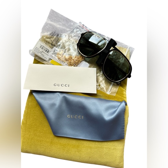 NWT GUCCI 🐅 pilot aviator navigator chain sunglasses GG1077S 002 vintage style - Picture 7 of 11